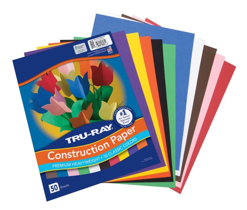 9 x 12 Tru-Ray® Sulphite Construction Paper - 50 Sheets, 17 Colors