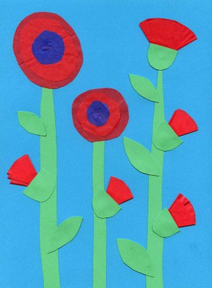 Step 3 of blooming flowers project - leaves